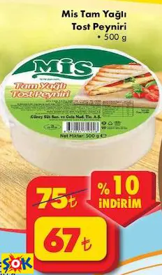 MİS TAM YAĞLI TOST PEYNİRİ MİS TAM YAĞLI TOST PEYNİRİ